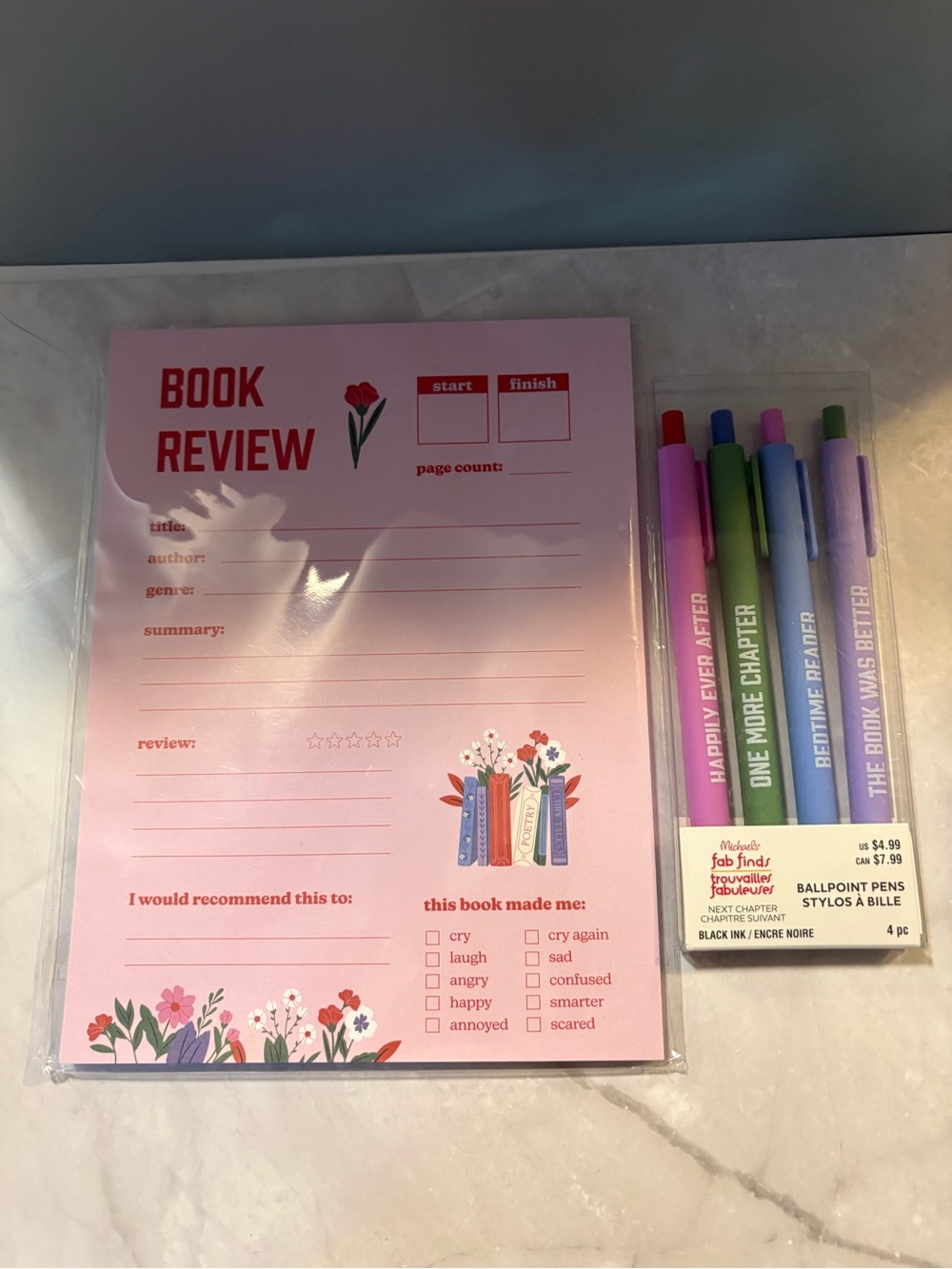Book Review Notepad with Pen set